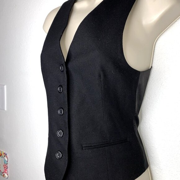 Theory VIRGIN WOOL & Angora Black VEST 2 Waistcoat Whimsigoth Menswear Lagenlook - Picture 3 of 6